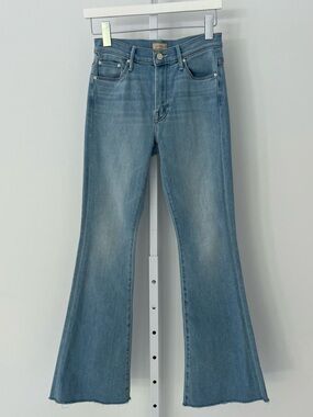 MOTHER THE WEEKENDER FRAY BLUE SWIMMING POOL SUNDAY STRETCH JEANS SIZE 26